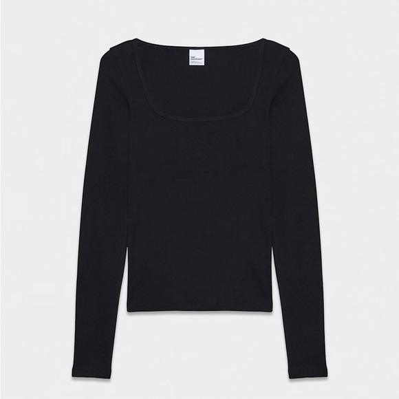 Aritzia HomeStretch Rib Squareneck Longsleeve Top in Black - Picture 7 of 11